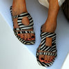 Asymmetric Zebra-print Flatland Slippers