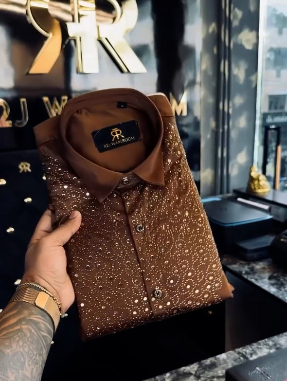 Men's Luxury Rhinestone Party Shirt