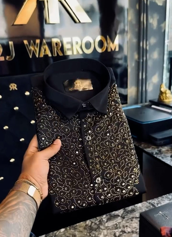 Men's Luxury Rhinestone Party Shirt