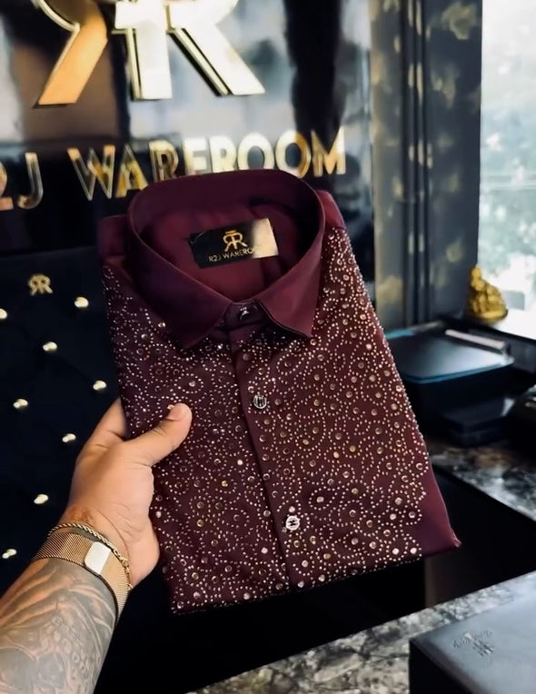 Men's Luxury Rhinestone Party Shirt