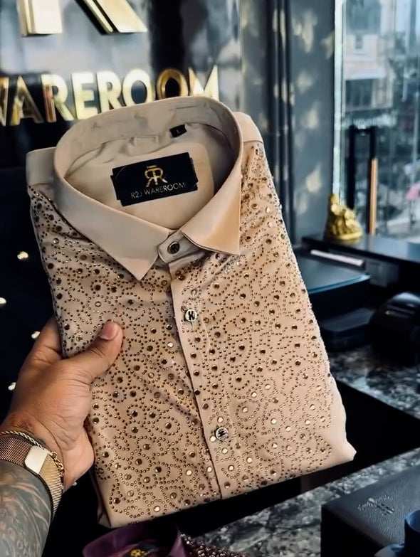 Men's Luxury Rhinestone Party Shirt
