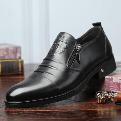 Italian double zipper business casual leather shoes