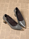 Women's classic leather versatile thick heels