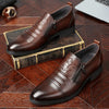 Italian double zipper business casual leather shoes