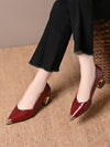 2025 women's genuine leather thick heel shoes