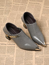 Women's genuine leather pointed toe thick heels