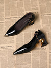 Women's classic leather versatile thick heels