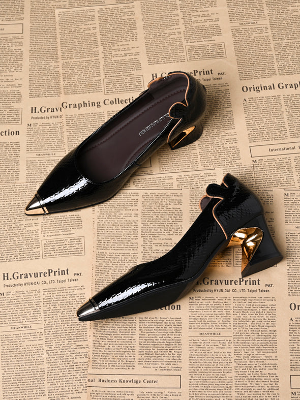 Women's classic leather versatile thick heels