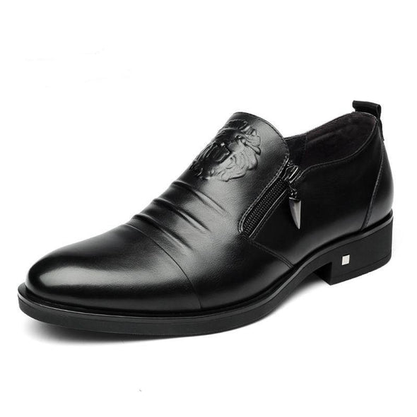 Italian double zipper business casual leather shoes