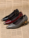 Women's classic leather versatile thick heels