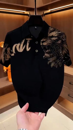 Men's rhinestone lion T-shirt