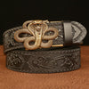 Men's Cowhide Vintage Carved Cobra Belt