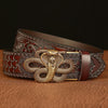 Men's Cowhide Vintage Carved Cobra Belt