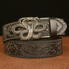 Men's Cowhide Vintage Carved Cobra Belt