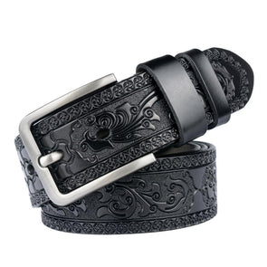 Men's cowhide vintage engraved belt
