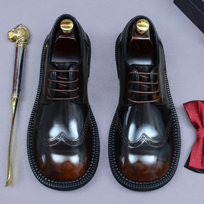 Italian original large round toe business casual leather shoes