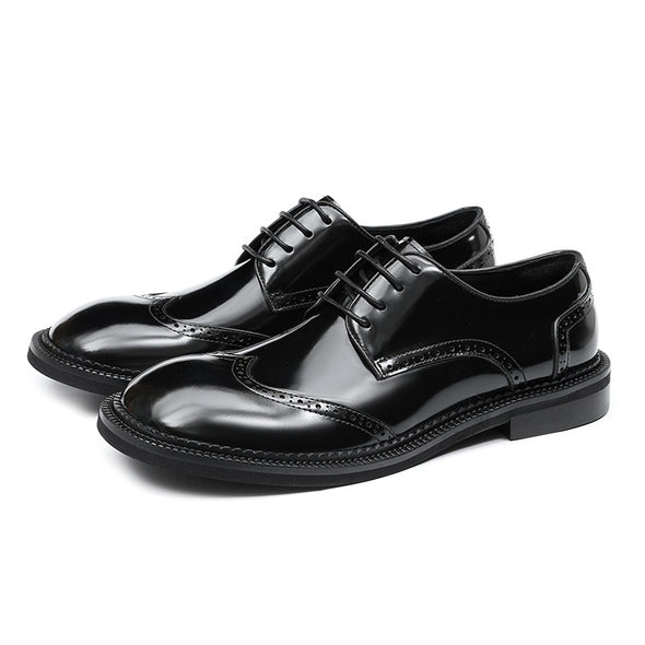 Italian original large round toe business casual leather shoes