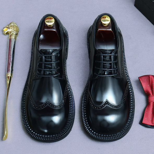 Italian original large round toe business casual leather shoes