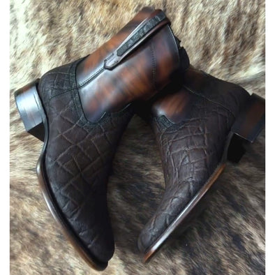 Colormetric Textured Handmade Men's Boots