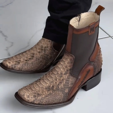 Men's Patchwork Fish Scale Boots