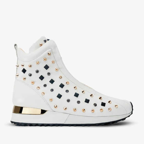 High-Top Black Spike Leather Women Sneaker